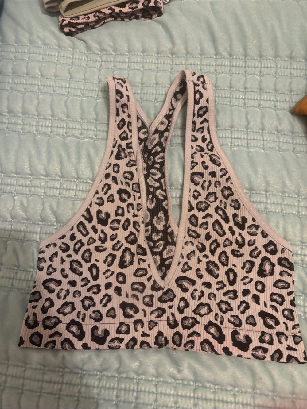Free People Pink Leopard Print Racerback Bralette
